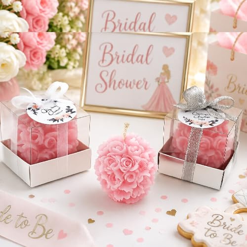 gastgeschenk hochzeit gäste kerze rose, hochzeit geschenke für brautpaar, 100 stück Gastgeschenk für Gäste Personalisierte, Schön Das Du Da Bist,taufe geschenk gäste babyparty (Rosa, 100)