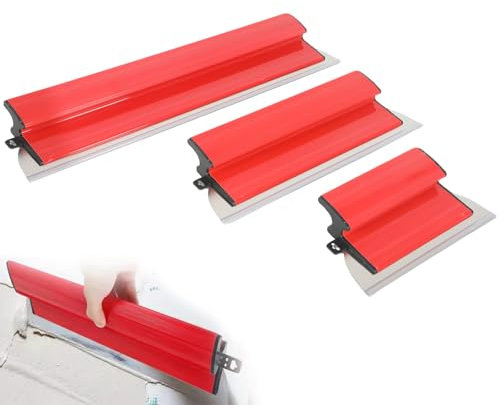 Set di 3 spatole (25 + 40 + 60 cm) con manico ergonomico, rimozione di carta da parati, spatola in acciaio inox per intonacare pareti e soffitti, per decorazione da parete e costruzione
