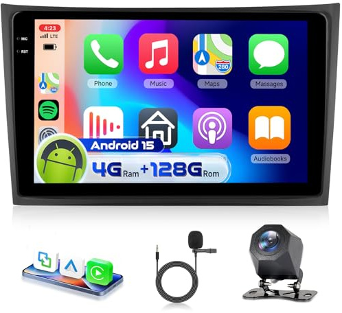 4G 128G VECHTEL 10.1 Bluetooth-Autoradio für Volvo XC90 2004-2013 Carplay Android Auto,Android 15,EQ,WiFi GPS,Mirror Link,RDS/FM Radio 2 Din mit AHD Rückfahrkamera