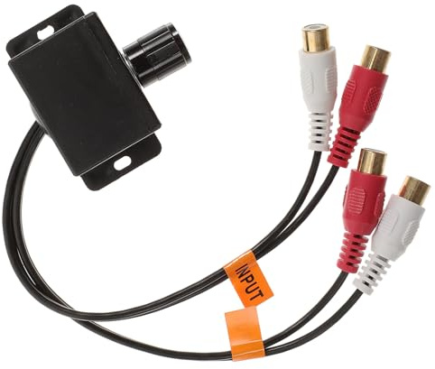 Fahrzeugniveauregler Lautstärkeregler aus Kunststoff mit 2 Rca Anschlüssen | Bassregler für Auto Audio, Stereo Verstärker Controller, Lautstärkeregelung per Fernbedienung, Endstufe Auto