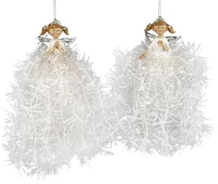 Formano 2er Set Deko Hänger Engel mit Glitzer Weihnachten Engel mit Flügel (2er Engel Mehrfarbig)