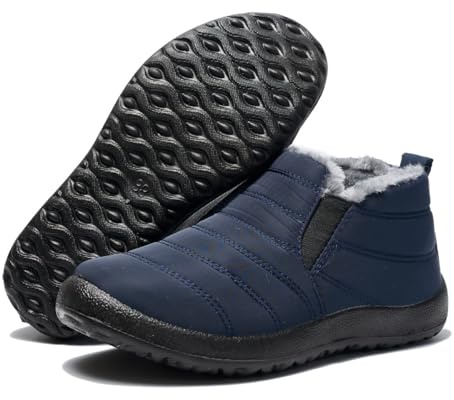 Tvtaop Winter Boots Mens Hiking Shoes Plush Snow Boots Warm Walking Sneakers for Men Non-Slip Waterproof Outdoor Trekking Travel Sports Dark_Blue_B UK 5.5