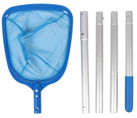 BSLSVGE Pool Skimmer Net with Reinforced Frame | Large Opening for Efficient Leaf & Debris Removal | Adjustable Long Pole for Spa/Pond/Swimming Pool Maintenance | 4 - Piece Simple