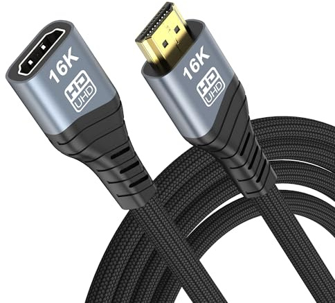 Cavo di prolunga HDMI 2.2 16K 10K 8K, adattatore di estensione HDMI maschio a femmina, 16K@60Hz 4K@240Hz, ultra alta velocità 96Gbps compatibile con Blu-ray Computer Port (HDMI Extension 1.5M)