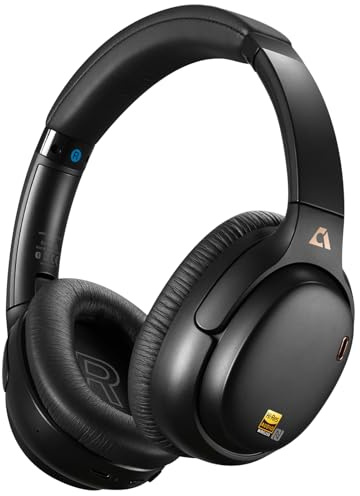 1Mii E700 Noise Cancelling Headphones Bluetooth Wireless LDAC Hi-Res, Black | Hybrid ANC, 75hr Battery Life, Deep Bass, Comfortable Over-Ear for Commuters & Travelers, aptX Low Latency for TV & Airplane