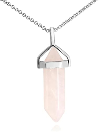 Philip Jones Collier de pierres précieuses véritables en quartz rose