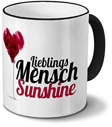 printplanet Tasse mit Namen Sunshine - Motiv Lieblingsmensch - Namenstasse, Kaffeebecher, Mug, Becher, Kaffeetasse - Farbe Schwarz