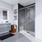 Schulte porte de douche coulissante en niche 160 x 200 cm avec roulettes en haut, profilé aspect chromé, 2 verres de sécurité transparent 6 mm, montage partie fixe réversible, réglage 157-160.3 cm