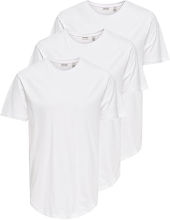Only & Sons Herren Onsmatt Longy Ss Tee 3-Pack T-Shirt (3er Pack)