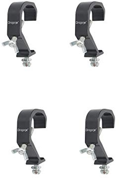 DragonX 4 pack Heavy Duty 66 lb Aluminum Alloy Stage Lighting Black C Clamp Mounting/Truss Bracket Hook Clamp for DJ Projector Par Spotlight Moving Head Light Pole Mount