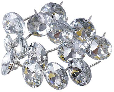 POFET 20 Stück 25mm Diamant-Kristall-Polsternägel, dekorative Reißnägel, Möbelnägel, Diamant-Pinnnadeln für Möbel, Sofa, Kopfteile, Korkplatte