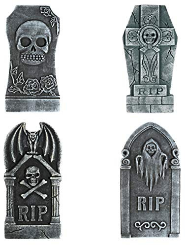 STOBOK 4 Stück Halloween Grabstein, Schaumstoff RIP Friedhof Grabsteine für Halloween Garten Dekoration 40.5CM x 21CM