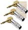 3X Jack Mini Jack 3,5mm Ellbogen männlich Löten Stecker Stecker männlich Minijack 3,5 mm 90 ° Winkel Lötverbinder 18 Karat Goldplatte 100% Metall Adaptive Marke Französisch