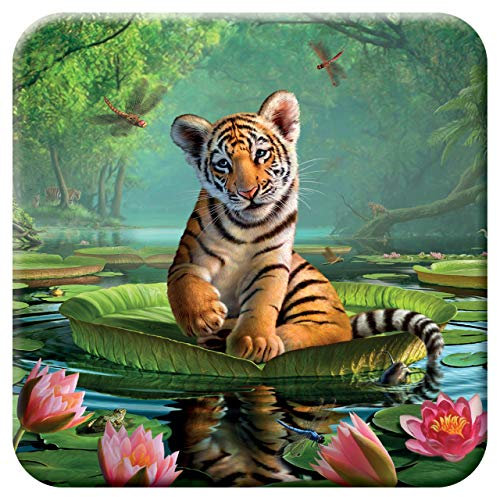 3D LiveLife Sottobicchiere di Sughero - Giglio Tigrato di Deluxebase. Sottobicchiere Lenticolare in 3D a tema Grande Felino. Tappetino antiscivolo con opera d'arte originale dell'artista Jerry LoFaro