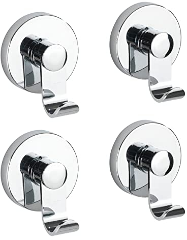 WENKO Vacuum-Loc® Haken-Set Irun, 2 x 2 Wandhaken, Handtuchhaken für Küche, Bad & den gesamten Haushalt, Befestigung ohne Bohren, Aufhängung für Badtücher, Schals, Tücher & Co., je 6 x 7 x 5 cm, Chrom