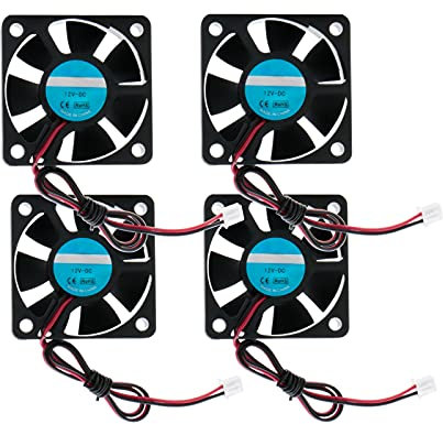 Rowiz 4pcs DC 12V 50mm (5cm) Case Fan High Speed Brushless Cooling Fan Quiet CPU Cooler Heat Sink for Printer TV Box Router, 50×50×15mm