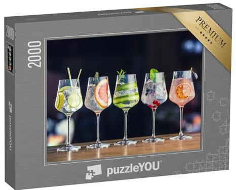 puzzleYOU: Puzzle 2000 Teile „Fünf Verschiedene Gin-Tonic-Cocktails“ – aus der Puzzle-Kollektion Getränke, Cocktails