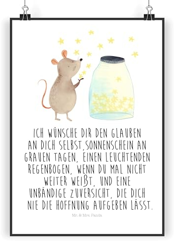 Mr. & Mrs. Panda Bild Maus Sterne DIN A3 - Geschenk, Geburtstag, Lustige Sprüche, Schwangerschaft, Wandbild, Kindergeburtstag, Geburt, drucke, wanddeko, Plakat, Poster