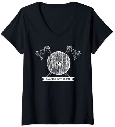 Womens Viking Ragnar - Ragnar Lothbrok - Viking Axes V-Neck T-Shirt