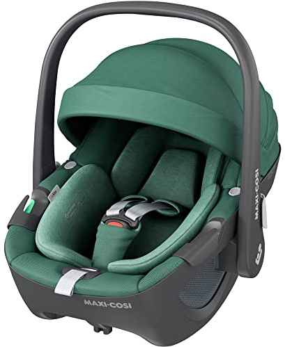Maxi-Cosi Pebble 360 i-Size, Baby Autositz, 360 Autositz Neugeborene, 0-15 Monate (40-83 cm), Einhanddrehung, ClimaFlow, Easy-In Geschirr, G-Cell Seitenaufprallschutz, Essential Green