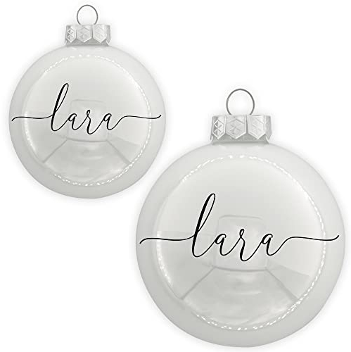 Coverlounge Christbaumkugel personaliert aus Glas | Weihnachtskugel mit Name| Ø 6cm oder 8cm in Weiß (Glanz) | für Weihnachten