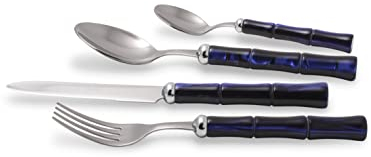 Rivadossi Bamboo Blu - Posto Tavola, 4 Pezzi - 100% Made in Italy, Artigianalità e Design - Acciaio Inox 18/10