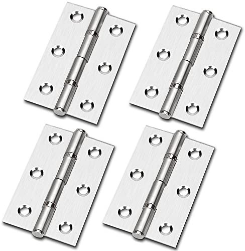 Heuskay 4Pcs 2 Inch (50mm) Stainless Steel Ball Bearing Fire Door Hinges, Silver, Contemporary Finish