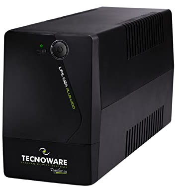Tecnoware Power Systems UPS ERA Plus 1200VA, Protección contra apagones, estabilizador de Voltaje, Funcionamiento silencioso, Software de gestión de PC, autonomía de 17-60 Minutos, USB, AVR, Negro,
