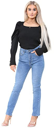 989Zé ENZO Womens Slim Straight Leg Jeans Stretch Cotton Denim Pants