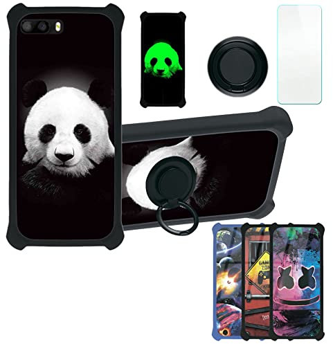 Aroepurt Coque pour Klipad Smartphone 5,0” 4G LED Coque Compatible avec Klipad Smartphone 5,0” 4G LED Coque Étui [avec Trempé 9H Protection D'écran] Case Support de Bague PC + Silicone YGH-HBX