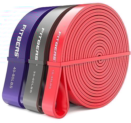 FitBeast Klimmzugbänder Set, 3 Verschiedene Stufen Widerstandsband Pull Up für Calisthenics, Bodyweight Training, Powerlifting, Muskelaufbau, Yoga, Stretch Mobilität (Rot Schwarz Lila 6.8-36.3 kg)