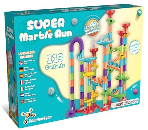 Science4you Super Murmelbahn ab 3+ Jahre - Murmelspiel mit Murmeln Enthalten, Kugelbahnen + 113 Stück, STEM Kugelspiel, Spielzeug und Geschenke ab 3+ Jahre für Jungen und Mädchen