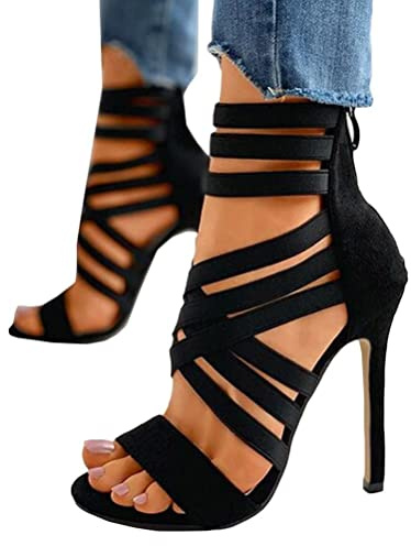 Onsoyours Sexy High Heels für Damen Neue Sommersandalen mit Fischmaul Gefrostete Stiletto-Sandalen mit Offenem Zeh und Reißverschluss
