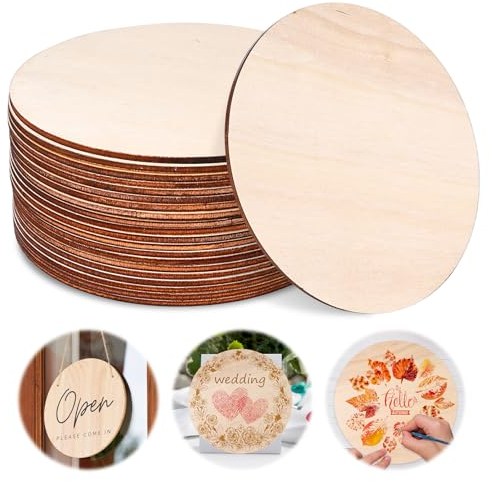 Nizirioo 20pcs Disques De Bois Bruts 15cm De Diamètre Tranche De Bois Rondin De Bois Disques En Bois Ronds Avec 2,5mm D’Epaisseur, Brut Disques De Bois Pour Artisanat Sous-Verre Décorations Bricolag
