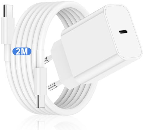 Caricatore Rapido per iPhone 15 20W con Cavo USB C 2M,Caricabatterie Veloce Cable Type C per Apple iPhone 15 Plus 15 Pro Max Samsung S23 iPad Air MacBook Pro,USBC Carica Alimentatore Presa Adattatore