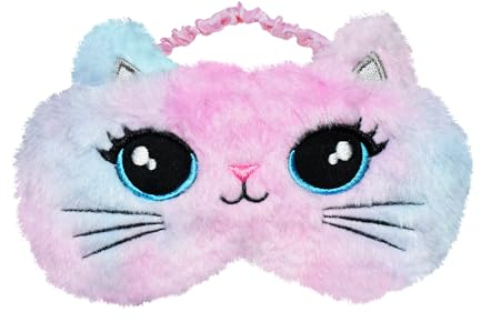 Nette Augenmaske für Kinder, Ynaice Cartoon Katze Tierschlaf Augenmaske Abdeckung Flauschig Weiche Plüsch Schlafmaske für Nacht, Reisen, Nap, Herren, Frauen(Weiße, Katze)