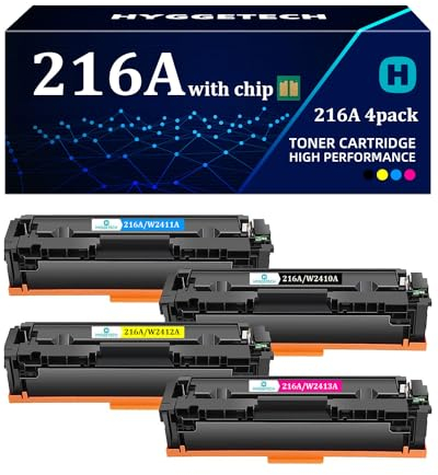 Hyggetech Toner 216A Mit chip Kompatibel mit HP 216A Toner Set W2410A W2411A W2412A W2413A für HP Color Laserjet Pro M183fw M182 M183 M182n M182nw M155a M155nw BK/C/M/Y