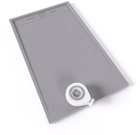 Moments of Glass Hiemal Plato de Ducha Antideslizante SMC - 150x90 cm Gris RAL7030 - Fácil de Limpiar, Ideal para disfrutar de tu Baño - incluye Sifón