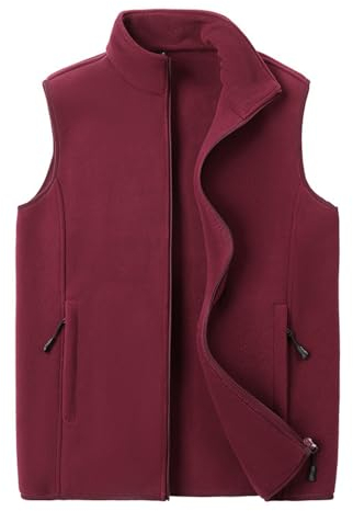 Basic Weste Herren Einfarbig All-Match Outdoor Weste Für Herren Casual Stehkragen Taschen Weste Herren Klassisch Weste College-Stil Herren E-Date Red 8XL