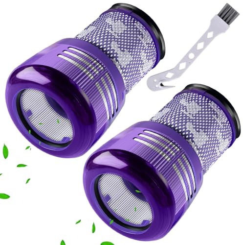 2 Pack Replacement V12 Filters for Dyson V12 Detect Slim, Detect Slim Animal, Slim+ Cordless Vacuum and V12 Slim Absolute Vacuums, SV34, SV35 Vacuums,Part No. 971517-01, Purple