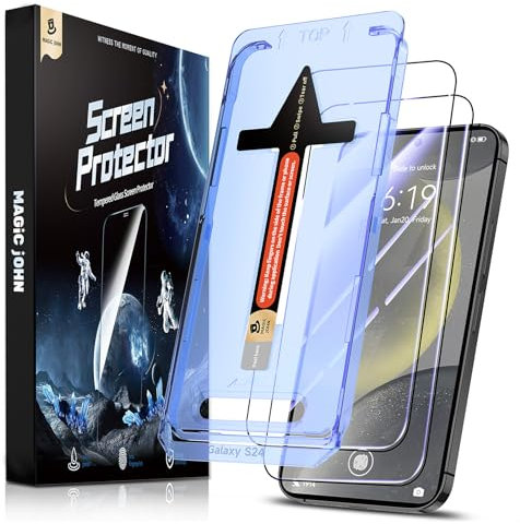 MAGIC JOHN 2 Stück für Samsung Galaxy S24 für Panzerglas(6,2 Zoll), Auto-Dust-Eliminierung, 9H Härte Folie, Ultra-Klar Displayschutzfolie, Bläschenfrei, Einfache Installation