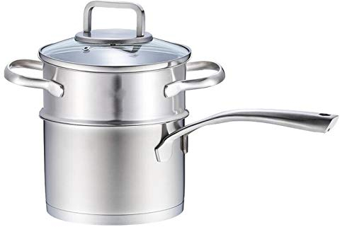 ANSNOW Milk Pan Stainless Steel Saucepan Nonstick with Lid and Small Steamer