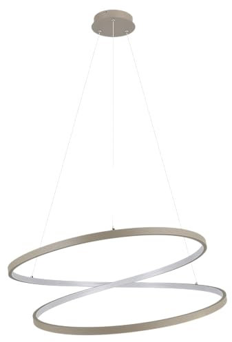 EGLO LED Hängelampe Ruotale, Pendelleuchte über Esstisch, Esszimmerlampe geschwungen, Hängeleuchte Ringe aus Metall in Sand, warmweiß, Ø 70 cm