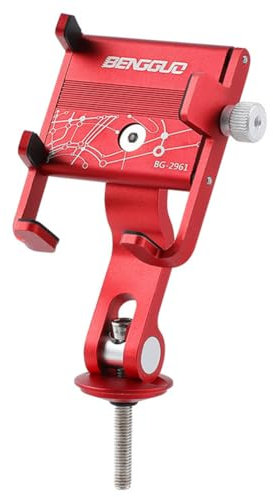 Kexpery Stem Cell Phone Mount Quick Attach/Detach Headset Phone Mount Aluminum Alloy Bike Phone Mount for 1.97 To 3.74 in Smartphone (Red)