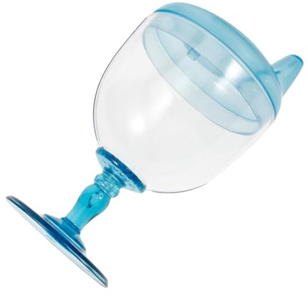 VICASKY Goblet Bottle Drinking Cup Red Wine Bottle Wine Sip Cups Milk with Lid Water Stemware Drinking Cup Smoothie Cup Plastic Blue