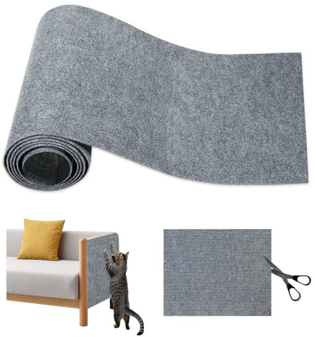 Bieiyhe Tapete Rascador para Gatos Autoadhesivo, Protector Sofa Arañazo, Alfombra Rascador Pared, DIY Climbing Cat Scratcher, Alfombras Rascadoras - Gris Claro