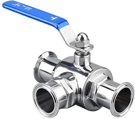 Gartenhahn-Verbinder Wasserrohr-Verbinder, Dreiwege-Kugelhahn aus Edelstahl, T-Typ, L-Typ, Außendurchmesser 50,5 mm, 64 mm, Tri-Clamp-Ferrule, Sanitär-Kugelhahn for Lebensmittel, Flüssigkeiten, Öl, Ga