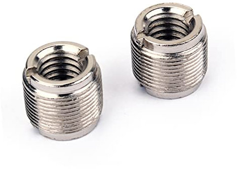 TOYANDONA Chrome Mic Screw Adapter Nut Set, 2 Pieces 5/8-inch Male to 3/8-inch Female Threaded Microphone Screw Conversion, Compatible Mic Stands for Professional Audio Equipment