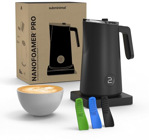Subminimal NanoFoamer Milk Foamer Pro Gen-2 – Revolutionary Hands-Free Microfoam Maker for Cafe-Quality Foam, Coffee Bar Accessories for Dairy & Plant-Based Milk – US Plug Type