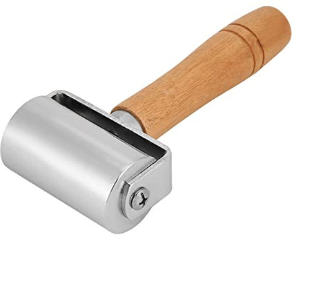 Nahtroller zum Quilten, Lederroller, Holzgriff, Lederroller, Bastelroller, Holzkleberoller, Lederkantenfalter, Stahlroller, Lederwerkzeuge für die Lederbearbeitung (60mm)